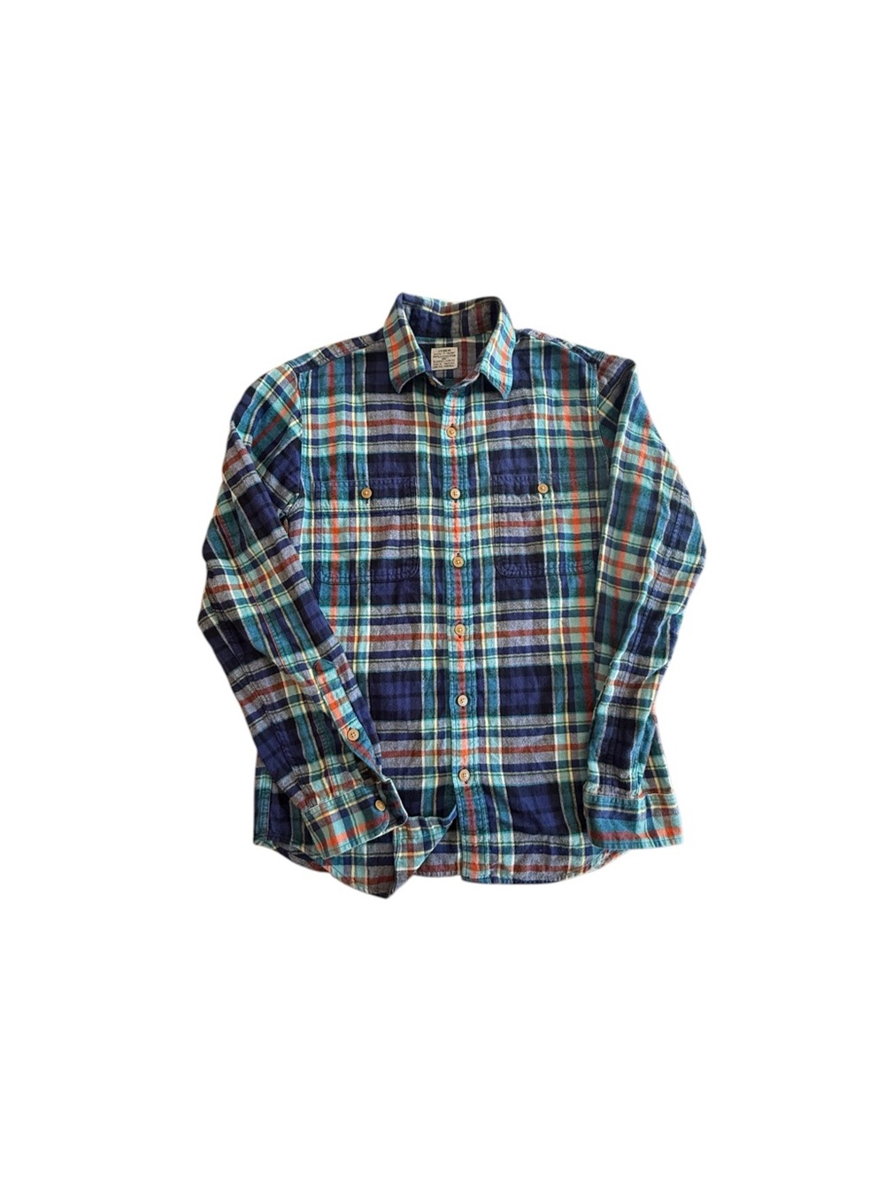 Vintage J. Crew Blue Green Preppy Plaid Flannel 100% Cotton Men’s Small
